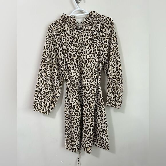 J. Crew Ruffleneck Puff-sleeve Dress in Leopard Print - Picture 6 of 12
